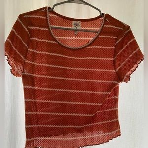 Orange and White striped short sleeve shirt